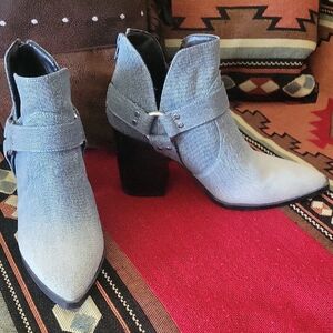 Forever 21 Blue Denim Ankle Boots